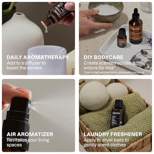 Cliganic Organic Essential Oils Set (Top 5 - The Classics) - 100% Pure Natural - Aromatherapy, Candle Making - Peppermint,...