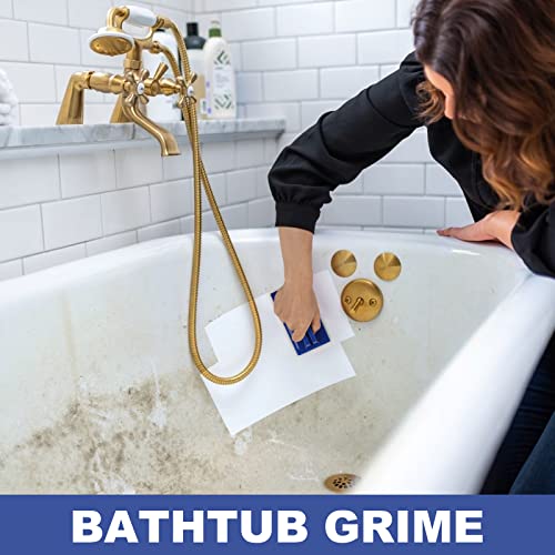 Handled Bath Scrubber, Bathroom Scouring Pad, Heavy Duty Cleaning Sponge Scrub Brush, Non-Scratch Remove Soap Scum, for Cl...