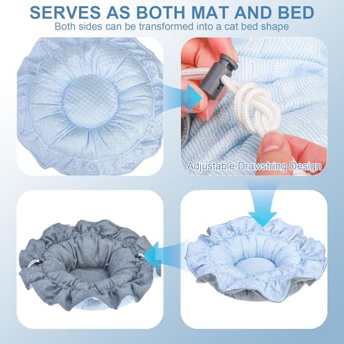 EXPAWLORER Cat Cooling Bed Mat - Upgraded Thickened 2-Sided Reversible Cold Pad for Cats Puppy Small Dogs Keep Cool in Sum...