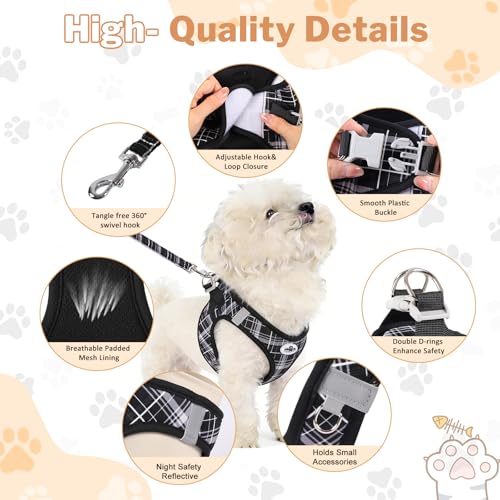 Gyuzh No Pull Cat Harness - 3-in-1 Step in Harness Collar Leash Set for Puppy & Kitten Walking & Training, Lightweight Pla...