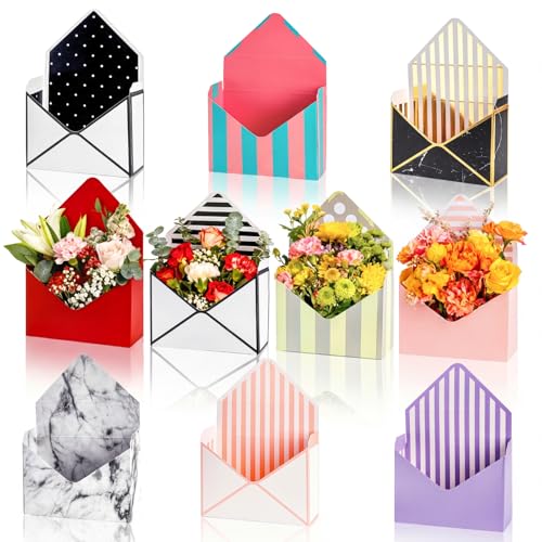 Elsjoy Set of 10 Florist Bouquet Envelope Boxes, 10 Styles Flower Bouquet Packaging Gift Paper Boxes for Wedding, Valentin...