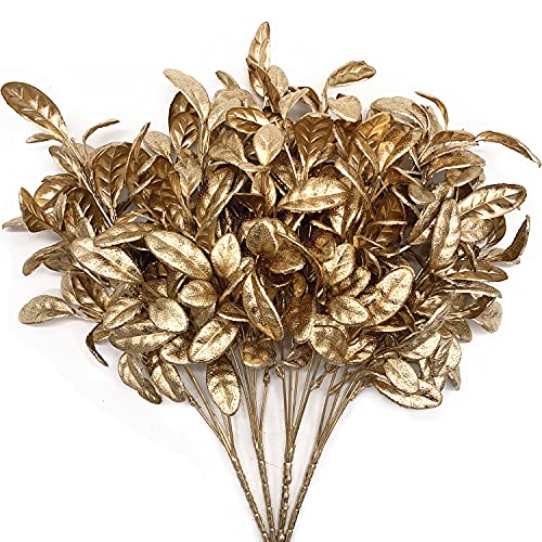 Fake Plants, CATTREE Artificial Plant Gold Plastic Grass Faux Shrubs Fake Leaves Bushes Home Indoor Outdoor Garden Wedding...