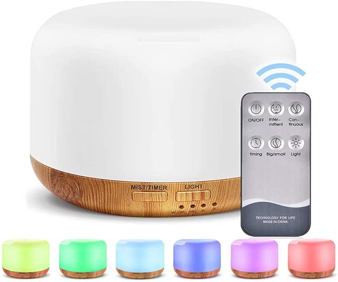 Oil Diffuser Humidifier 300ML,Electric Ultrasonic Air Aroma Diffusers Vaporizer,Scent Mist Defuser with Remote,Auto-Off,7l...