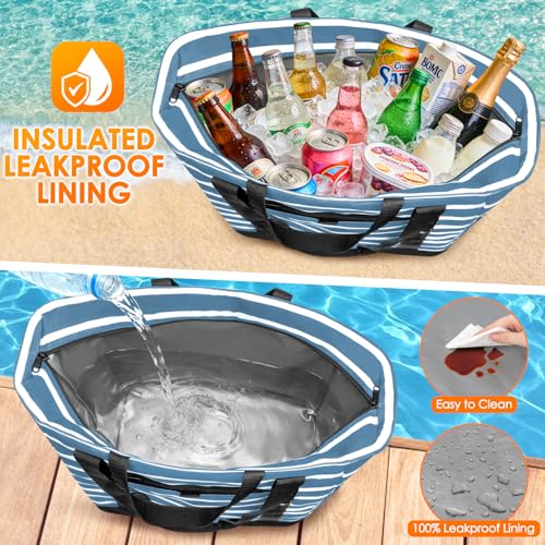 TEUEN Cooler Bag Insulated, Soft Side Cooler, Reusable Grocery Bags with Zipper Closure, Thermal Leakproof Large Insulated...