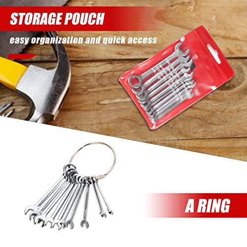 SPEEDWOX Mini SAE Ignition Wrench Set 10 Pcs 5/32"-7/16" Standard Small Wrench Set Combination Wrenches Open and Box End S...