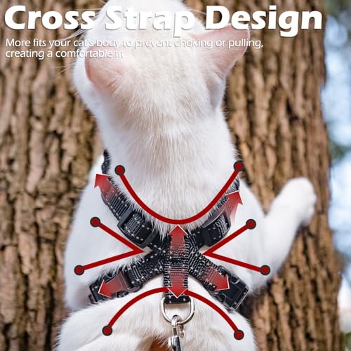 EXPAWLORER Cat Harness and Leash Set - Adjustable Escape Proof, Soft Reflective Vest Harness for Outdoor Walking, Breathab...