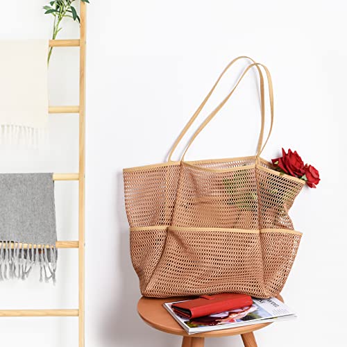 Tainehs Beach Bag - Mesh Tote Bag Beach Vacation Clothes for Women Pool Bag for Travel Pool Family Cruise Essentials 2026