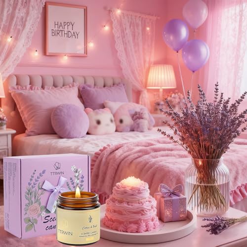 TTRWIN Scented Candles Gift Set, 4 Pick Natural Soy Candles: British pear & Freesia, Rose & Amber, Lavender & Rosemary, Ci...