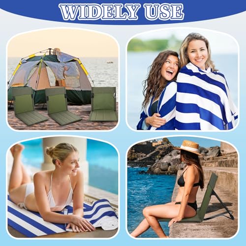 Yalikop 4 Pcs Foldable Seat for Poolside Chairs with Bag Portable Outdoor Beach Chairs with 30" x 60" Stripe Pool Beach To...