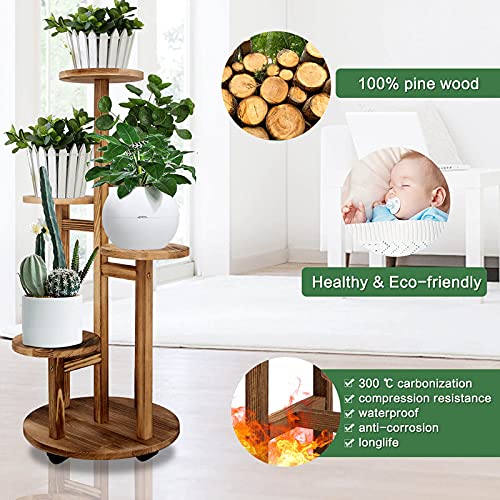 GEEBOBO 5 Tiered Tall Plant Stand for Indoor, Wood Plant Shelf Corner Display Rack, Multi-tier Planter Pot Holder Flower S...