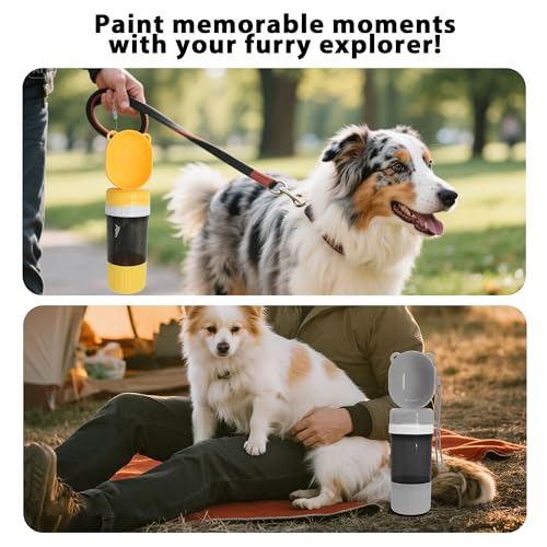 PawSailor 2-in-1 Pet Travel Water Bottle & Food Container - 14 oz Water + 6 oz Food Dispenser, Leak-Proof Portable Dog Wat...