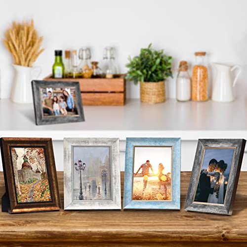 XUANLUO 8x10 Picture Frames Set of 4 Rustic Retro Photo Frame with HD Plastic Cover for Wall Mount and Tabletop Display Fa...