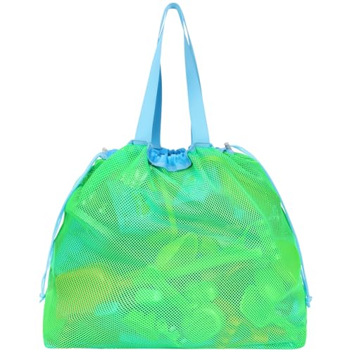 BrainyBees Extra Large Mesh Beach Toy Bag With Drawstring - Lightweight Tote for Sand Toys, Children's Storage Bag for Tra...