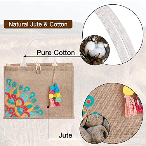 itgowisa Jute Beach Bag for Women, Burlap Beach Tote Bag with Tassel Pocket, Summer Gift for Vacation, Pool, Cruise & Groc...