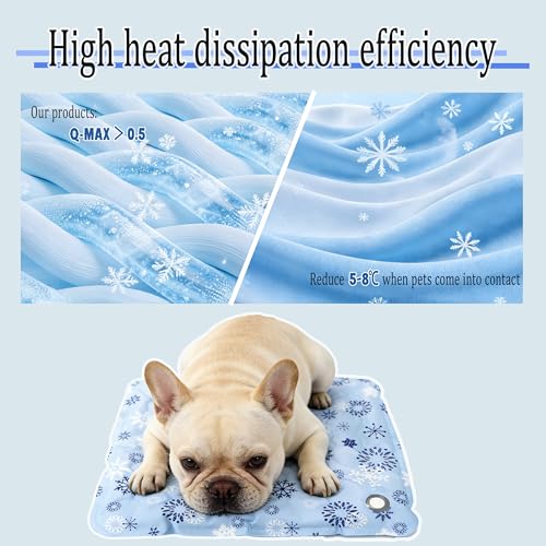 XCL Dog Cooling Mat Thicken Cooling Pad for Dog, Summer Dog Mat Foldable Washable, Endothermic& Waterproof, (QMAX>0.5), Br...