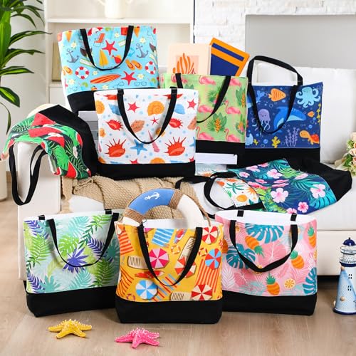 SilTriangle 20 Pcs Beach Tote Bag Gifts for Women Reusable Summer Tote Bag Large Grocery Shopping Handbags for Beach Pool ...