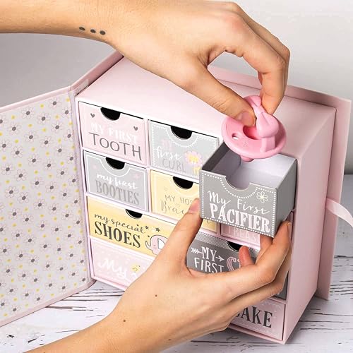 VOTUM Baby Keepsake Box for Treasured Memories, Fairytale - Lightweight, Handcrafted Boxes with 9 Labeled Compartments for...