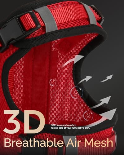 FAYOGOO Service Dog Vest for Small Dogs - Breathable Air Mesh Service Dog Harness with Leash & 6 Patches, Adjustable No-Ch...