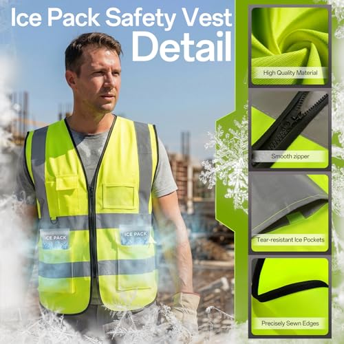 HJDHS Cooling Ice Vest with 24pcs Ice Pack - Cooling Vest with Adjustable Strap Cool Vest with Pockets