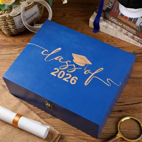 Geelin Graduation Keepsake Wooden Box Class of 2026 Graduation Cap Large Keepsake Box Graduate Wooden Engraving Memento Ca...
