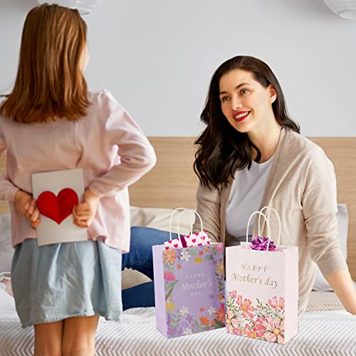 BLEWINDZ 32 Pcs Mother's Day Bags with 32 Pcs Tissue Papers, 8.7” Small Happy Mothers Day gift Bag Bulk with Handle for th...