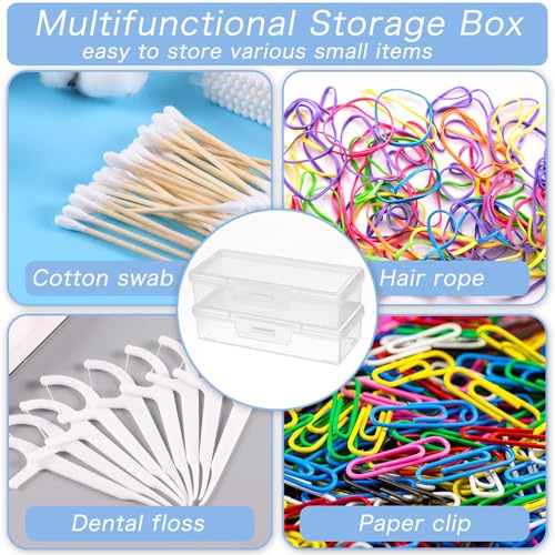 Hadnves 4 Pcs Small Dental Floss Picks Case Cotton Swab Holder for Travel Portable Clear Plastic Cotton Ball Pad Storage C...
