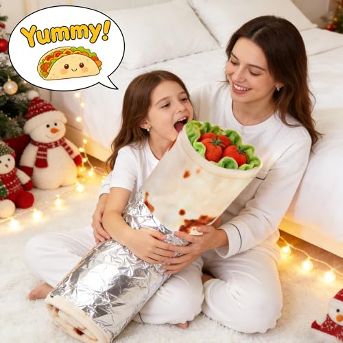 SeaRoomy Burritos Tortilla Blanket, Realistic Food Wrap Blanket Double Sided, Novelty Funny Tortilla Round Soft Blankets (...