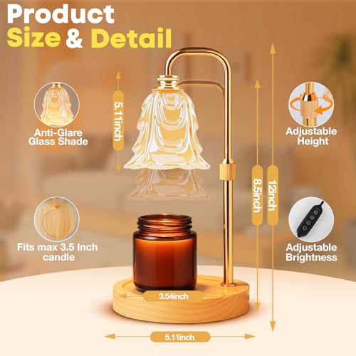 Candle Warmer Lamp with Timer and Dimmer, Electric Wax Warmers for Scented Candles with 5 Brightness Settings, Anti-Glare ...
