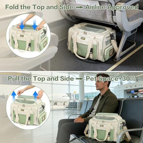 18x11x11 Small Cat/Dog/Pet Carrier – Airline Approved, Collapsible with Expandable Top and Sides. Soft-Sided Travel Puppy ...
