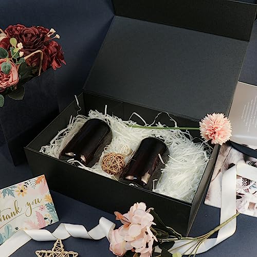 YINUOYOUJIA Large Black Gift Box14x9x4.5 inches,Gift Boxes with Magnetic Closure Lid,Ribbon and Card,Present Box for Birth...