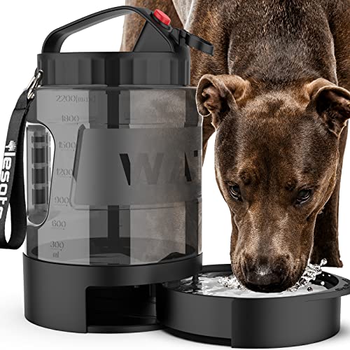 lesotc Portable Dog Travel Water Bottle, 77oz Large Travel Water Bowl for Dogs Camping Hiking Beach Hunting Essentials, Bi...
