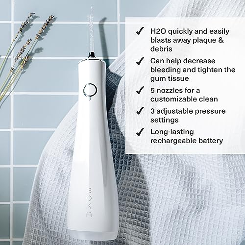 Boka Advanced Water Flosser for Teeth Cleaning, Gums & Braces w/Travel Bag - 3 Pressure Setting, Cordless Rechargeable Flo...