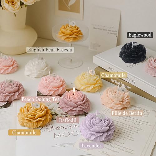 Mewealth Peony Candles Gifts for Women, Soy Wax Aromatherapy Candle, Room Decor Cute Flower Shaped Scented Candles, Aesthe...