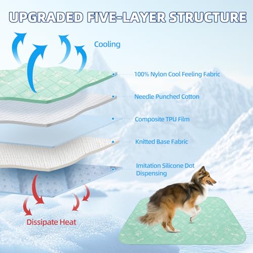 Homimp Self-Cooling Mat for Dogs,6 Pack Washable Cooling Mat & Sleeping Pad,Reusable Waterproof Dog Pee Pads,Non-Toxic,No...