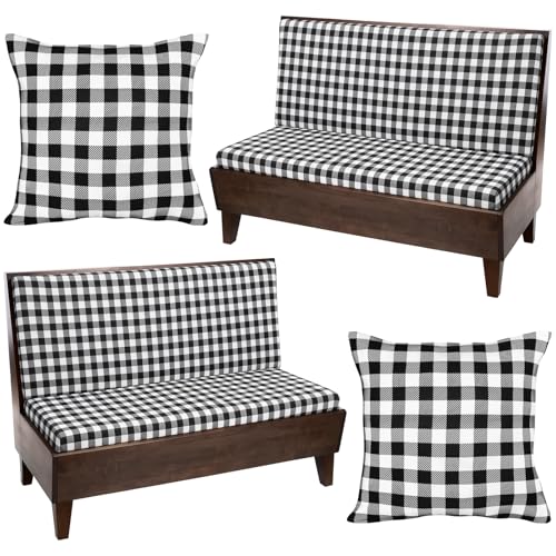Bornerwhite 6Pcs Rv Dinette Cushion Covers Checkered Cushion Covers Dinette Booth Seats Stretch Washable Rv Seat Cover for...