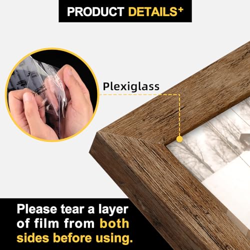 TOFOREVO Picture Frames 4x6 Set of 2 Rustic Wood Grain Photo Frame for Gallery Wall Mounting or Tabletop Display