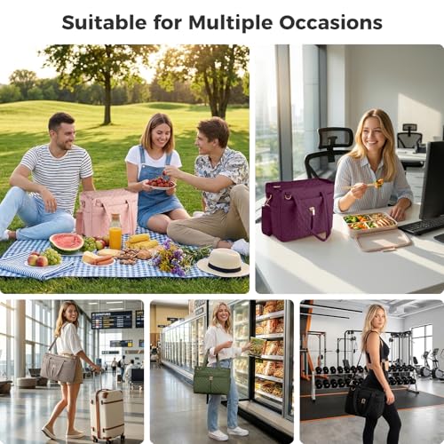 Lemoobolsa Extra-large lunch bag, Lunch box insulated for women tote bag, Soft Cooler Bag for Work Outdoor Picnic Trips