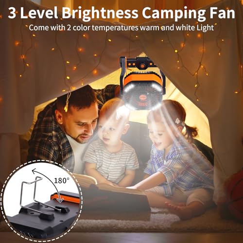 WESTTREE 20000mAh Battery powered fan Camping Fan essentials Portable fan Battery OperatedRechargeable Outdoor Tent with L...