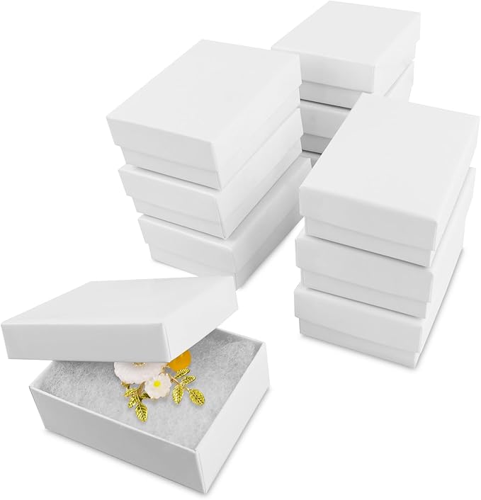 opaprain Cardboard Jewelry White Gift Boxes 10 Pack6x5×1 inches, its apply to displaying necklaces, rings, bracelets, earr...