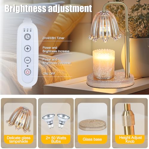 Maromamix Candle Warmer Lamp with Timer - Electric Wax Melt Warmer with Adjustable Height and Dimmer for Scented Candle Wa...