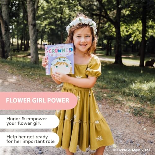 Tickle & Main Personalized Flower Girl Proposal Book & Crown Set - Silk Organza Floral Headband, Ages 1+ - Gift Box - Than...