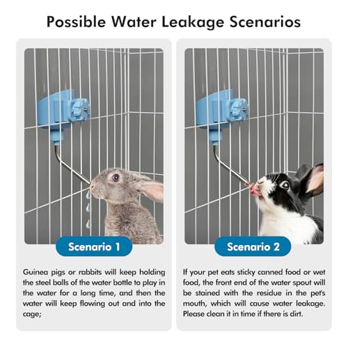 Vannon Top Fill Small Animal Water Dispenser for Cage, 23oz Auto Feeding Crate Water Bottle for Rabbit, Chinchilla, Ferre...