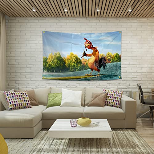 Chicken Flag Funny Poster Durable Man Cave Wall Flag with 4 Brass Grommets 3x5 Feet Tapestry for College Dorm Room Decor,O...