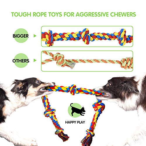 SHARLOVY Large Tough Chew Toys for Aggressive Chewers Large Breed,Heavy Duty Dental Rope Toys Kit for Medium Dogs,5 Knots ...