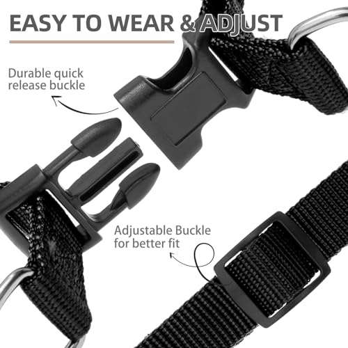 PUPTECK No Pull Dog Harness Soft Adjustable Basic Nylon Step in Puppy Vest Outdoor Walking with ID Tag Medium