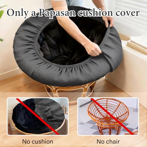 Wibeelee Papasan Chair Cushion Cover, Soft Plush Fleece Slipcover Only, Removable & Machine Washable with Adjustable Desig...
