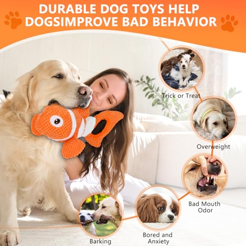 Molantaule Squeaky Dog Toys, Durability Interactive Tug of War Puppy Toys for Indoor and Outdoor Play - Stuffed Pet Dog To...