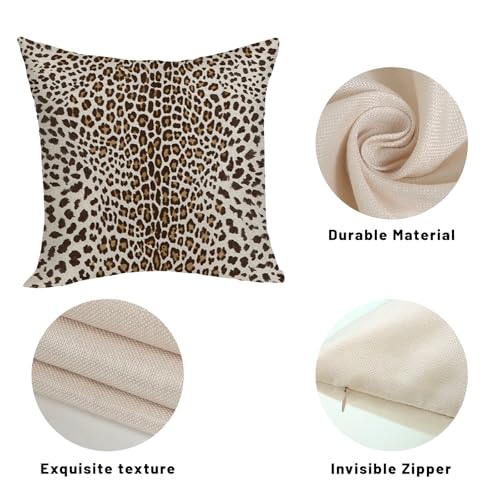 OFIRD Leopard Pillow Covers 18x18 Inches Pack of 2,Cheetah Print Brown Throw Pillow Covers Animal Skin Modern Pillowcase D...