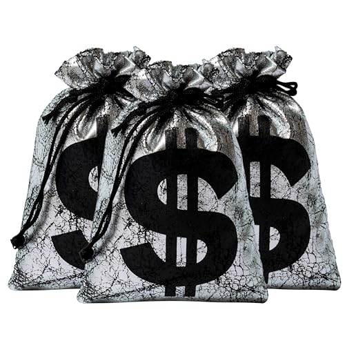 RICHNESS Money Bag with Dollar Sign 4.5X6 Inch Faux Leather Costume Money Bag Pouch with Drawstring Closure Treasure Sack ...