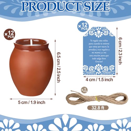 Conelist 12 Set Cielito Lindo Party Decorations Baby Shower Candles Terracotta Mexican Recuerdos DIY Jar Candles with Gift...